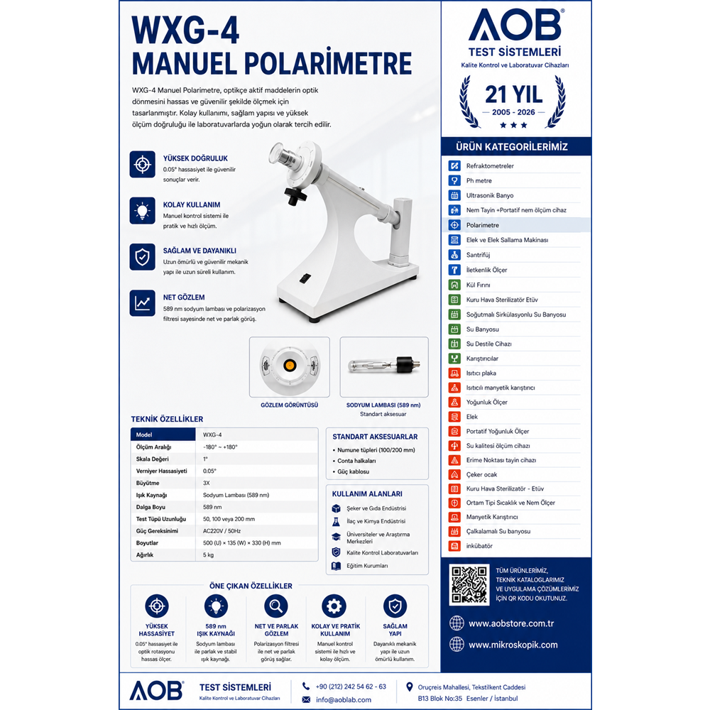 Analog Manuel Polarimetre -±180º-